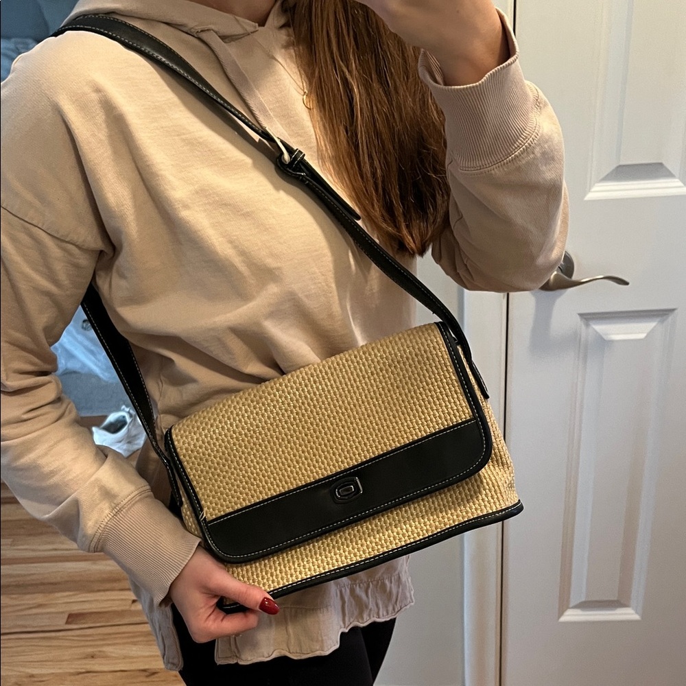 Woven Straw Black and Tan Women's Bag